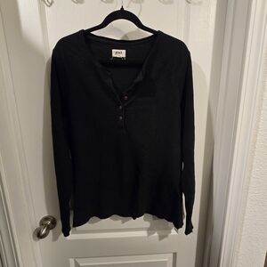Pact Black Long Sleeve Henley Top